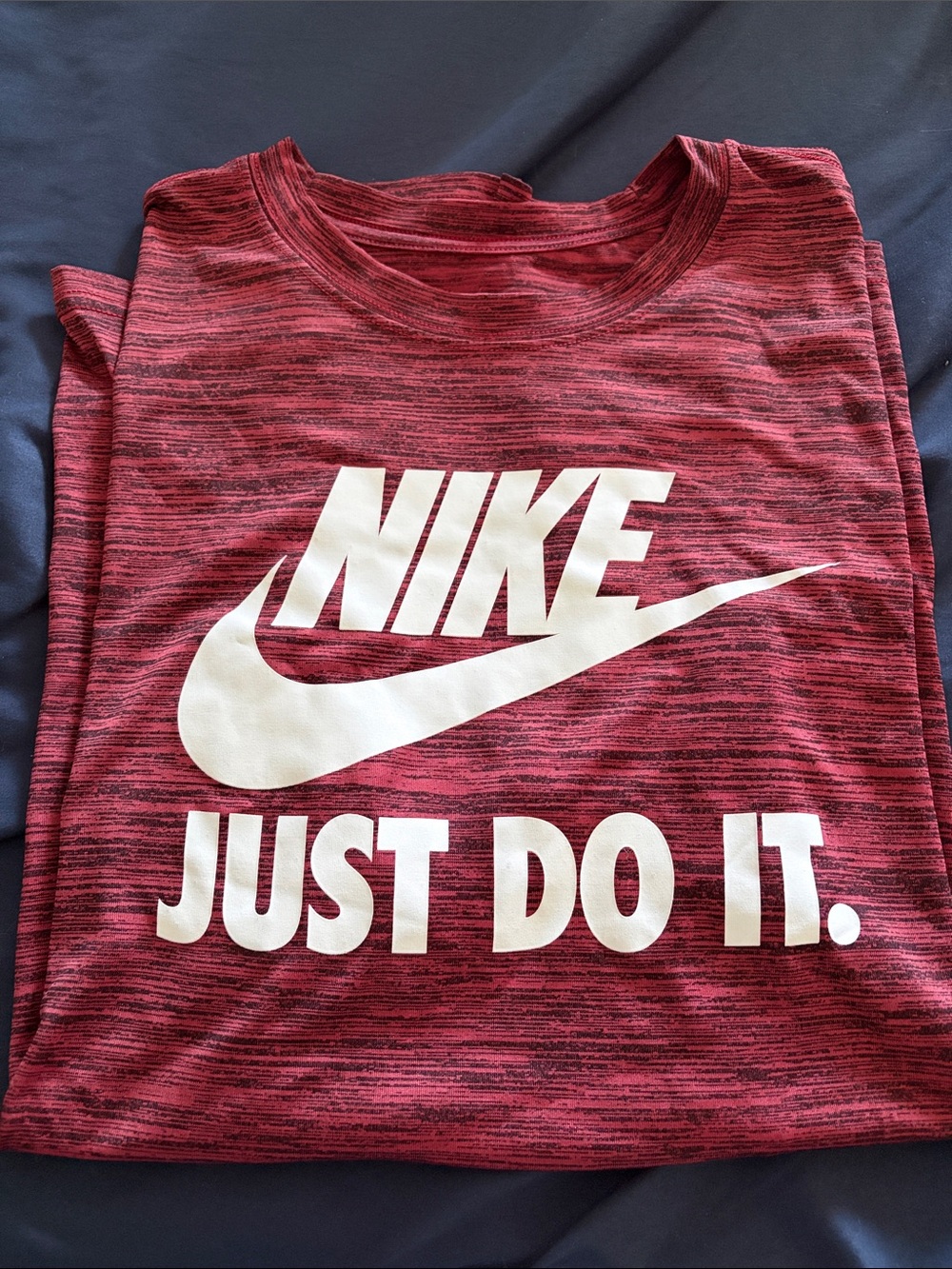 Nike Red Heather Graphic Tee with White Logo